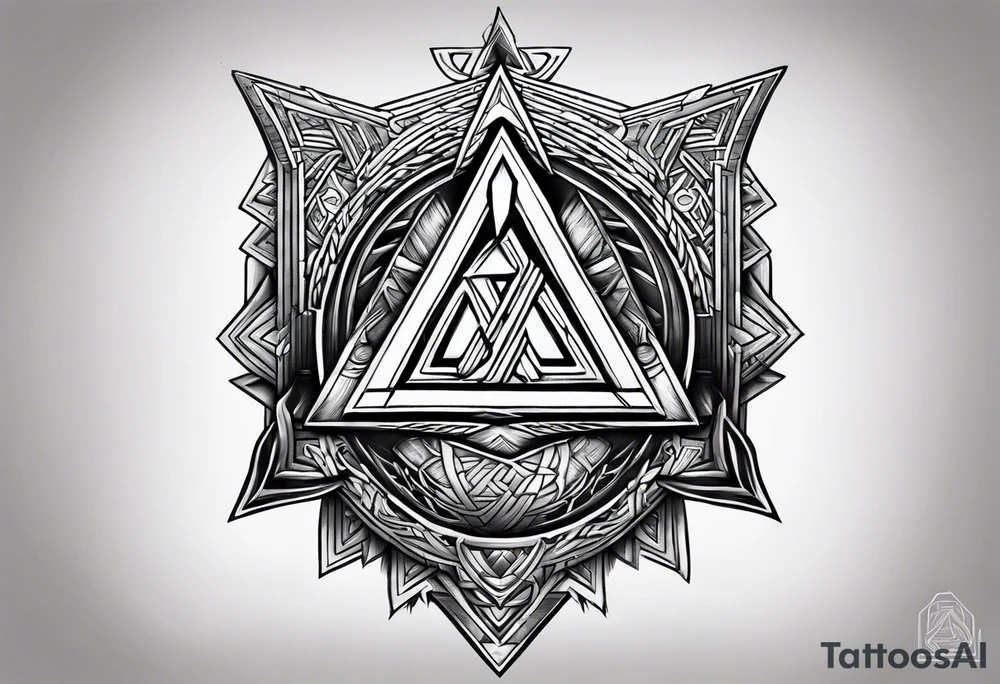 Valhalla shield valknut axe steps tattoo idea