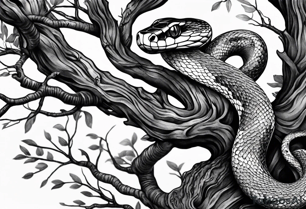 Snake wrapped around a tree tattoo idea