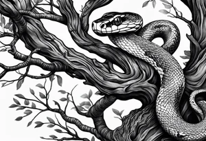 Snake wrapped around a tree tattoo idea