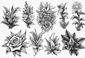 Word ‘power’ on top of plants tattoo idea