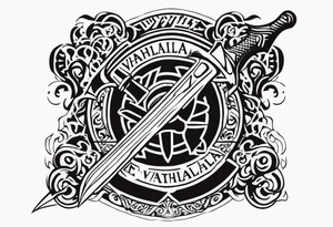 Valhalla 
 sword stairs axe tattoo idea