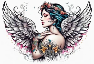 angel extending hands tattoo idea