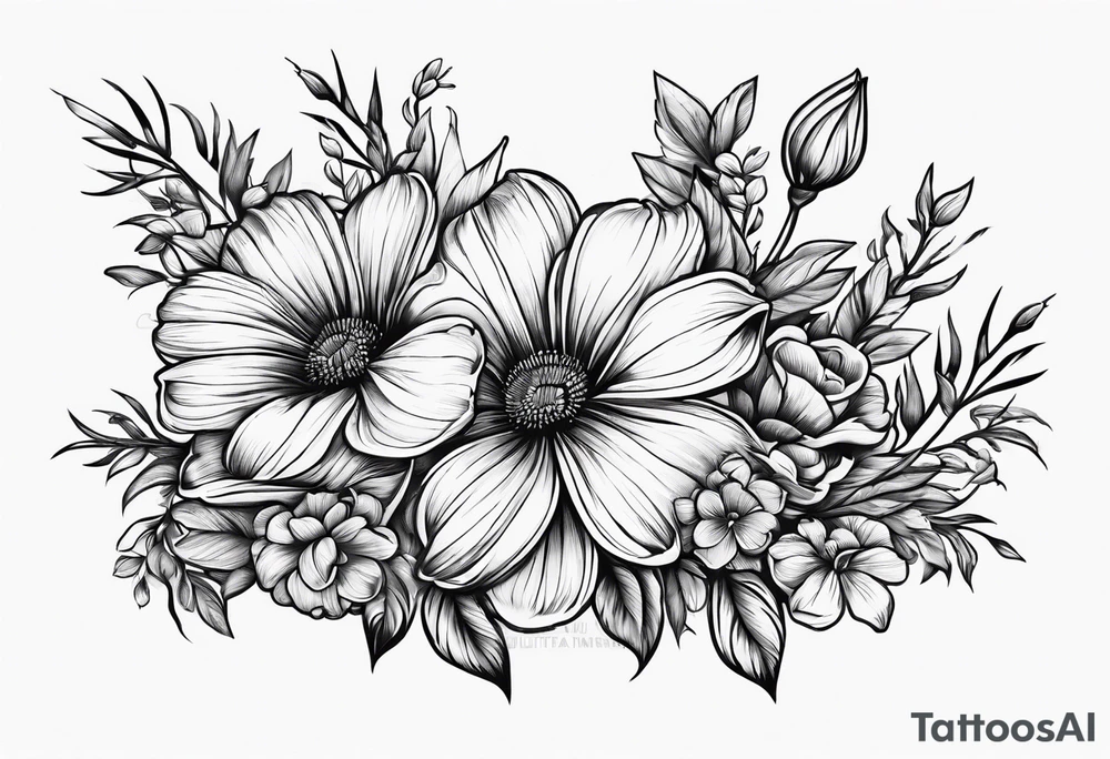 broom with flowers tattoo idea