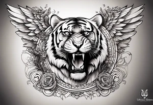 Tiger with wings for memorial piece including remembrance of dead father tattoo idea