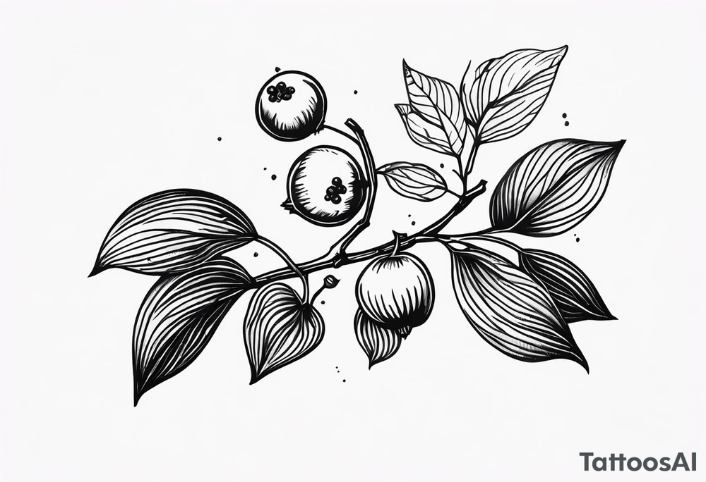 lilac plant and gooseberries next to each other tattoo idea