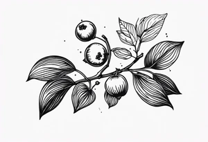 lilac plant and gooseberries next to each other tattoo idea