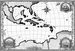 Outline map of the Eastern Caribbean islands tattoo idea