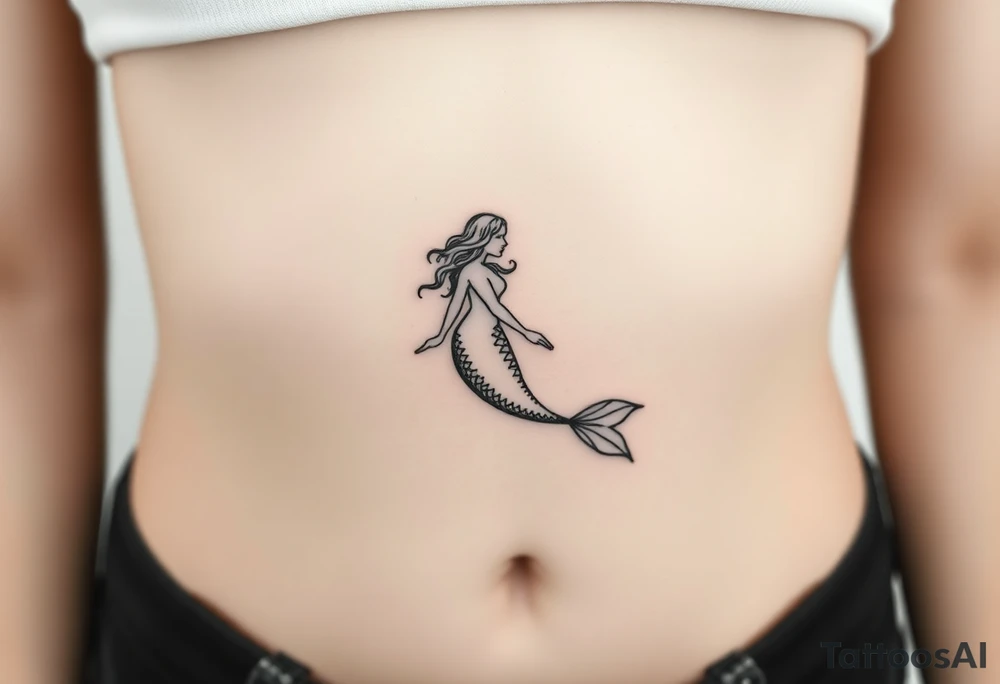 Mermaid light grainy tattoo idea