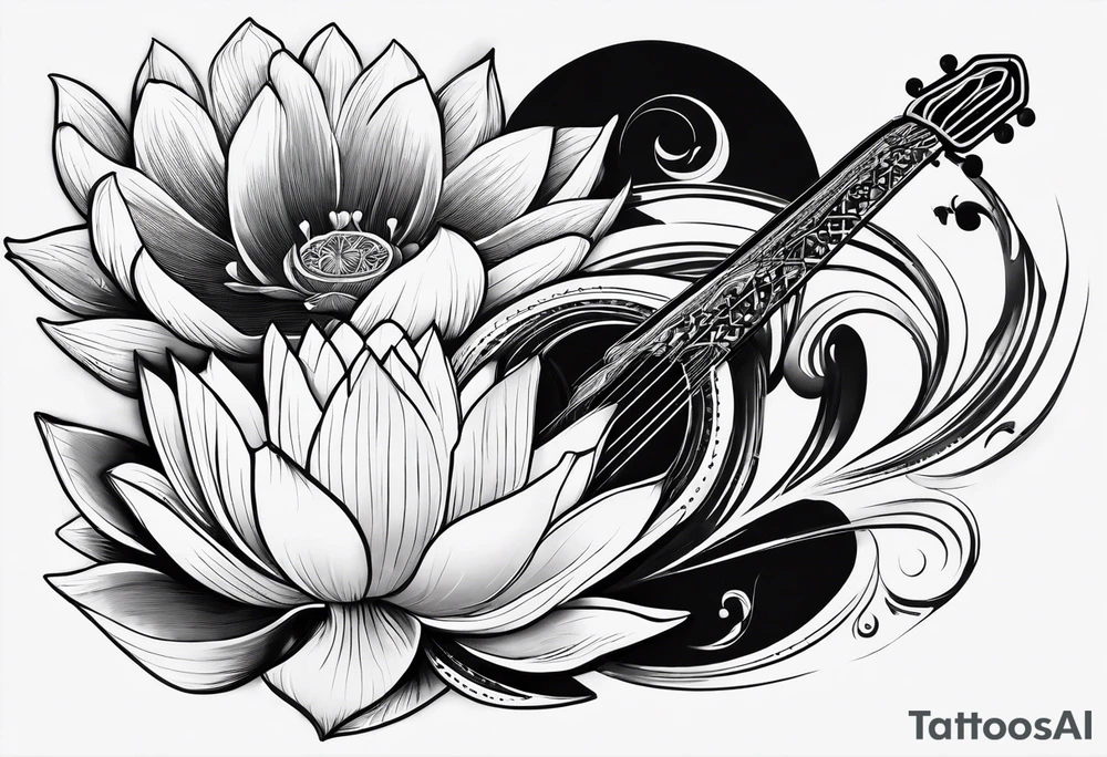 harpe en feuille de lotus tattoo idea