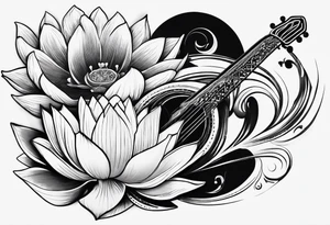 harpe en feuille de lotus tattoo idea