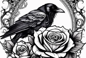 Raven holding  rose tattoo idea