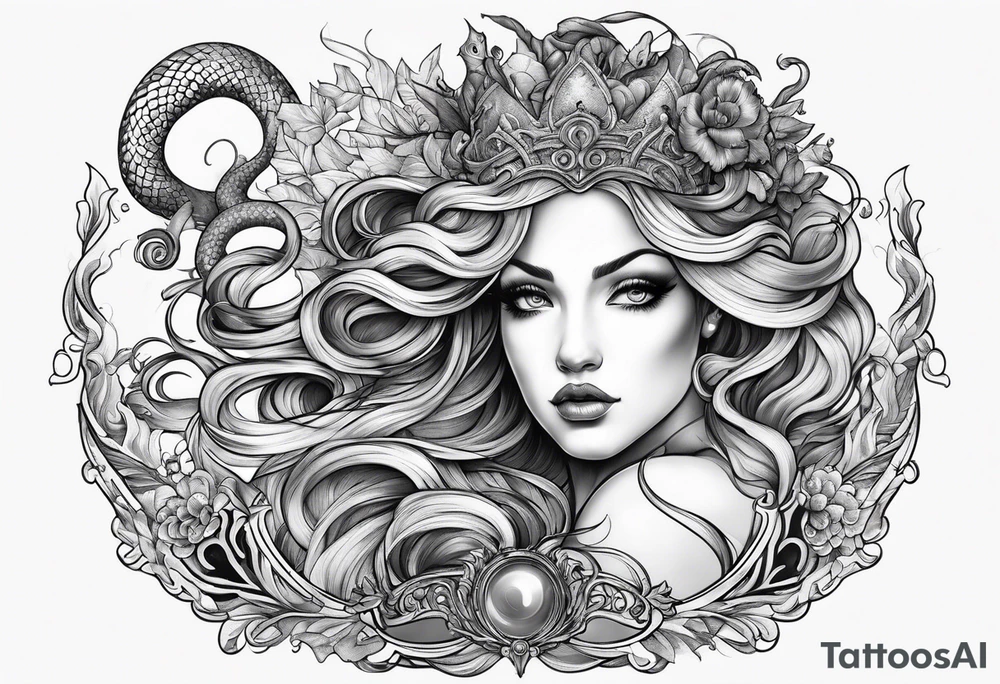 Medusa and mermaid tattoo idea