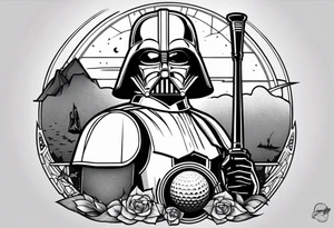 Star wars Golf theme shoulder tattoo for men tattoo idea