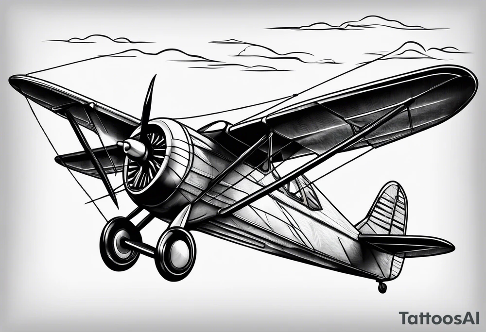 sketch of adventure plane in perspective from the bottom tattoo idea
