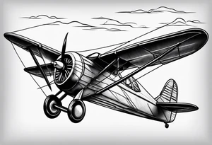 sketch of adventure plane in perspective from the bottom tattoo idea