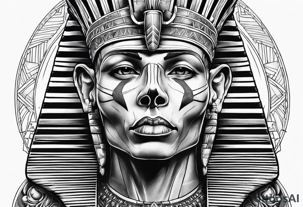 pharaoh skull realistic tattoo idea