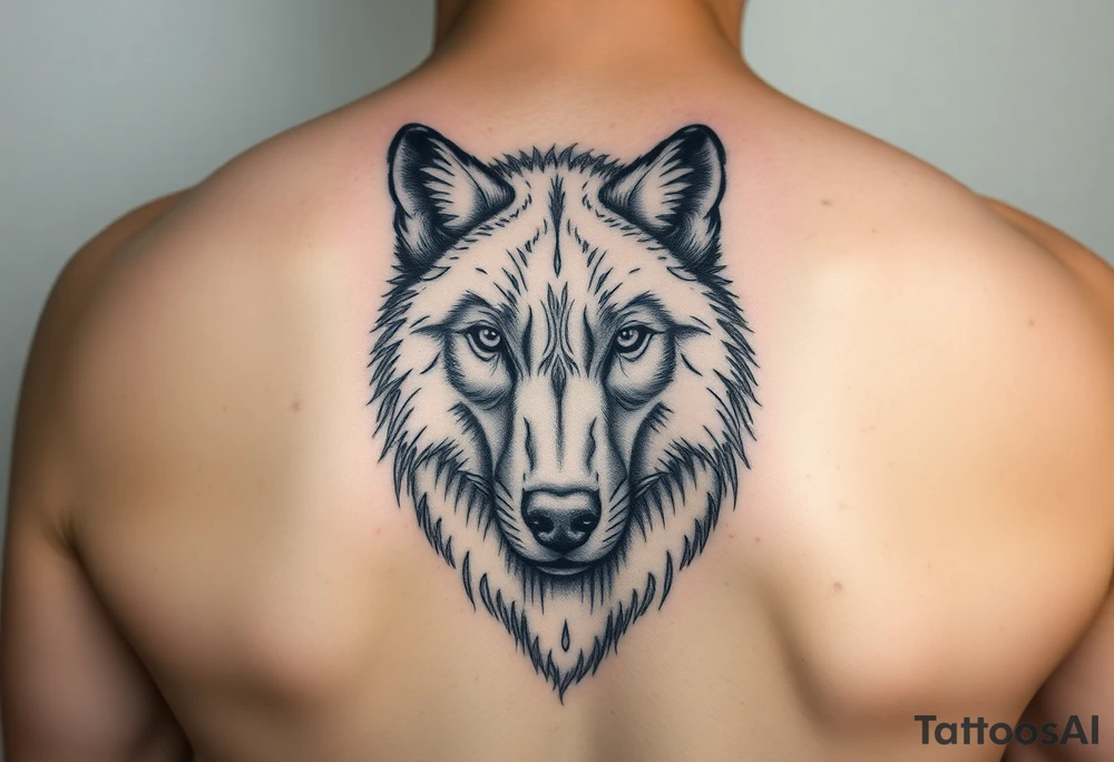 A solitary yet sublime and noble wolf and its progeny. the face tattoo idea