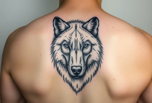 A solitary yet sublime and noble wolf and its progeny. the face tattoo idea