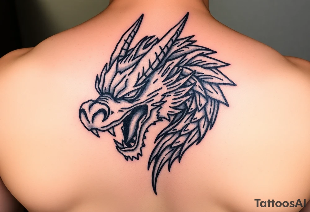 Fierce Dragon head tattoo idea