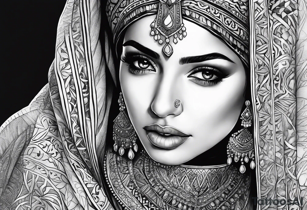 Middle eastern woman tattoo idea