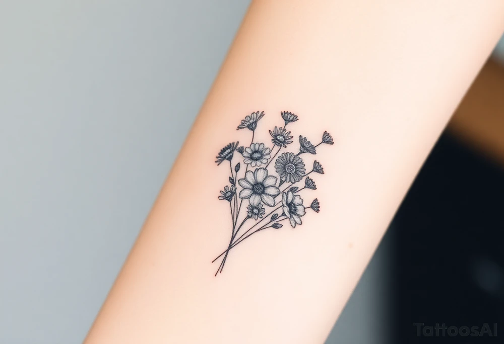 Wildflowers clustered together tattoo idea