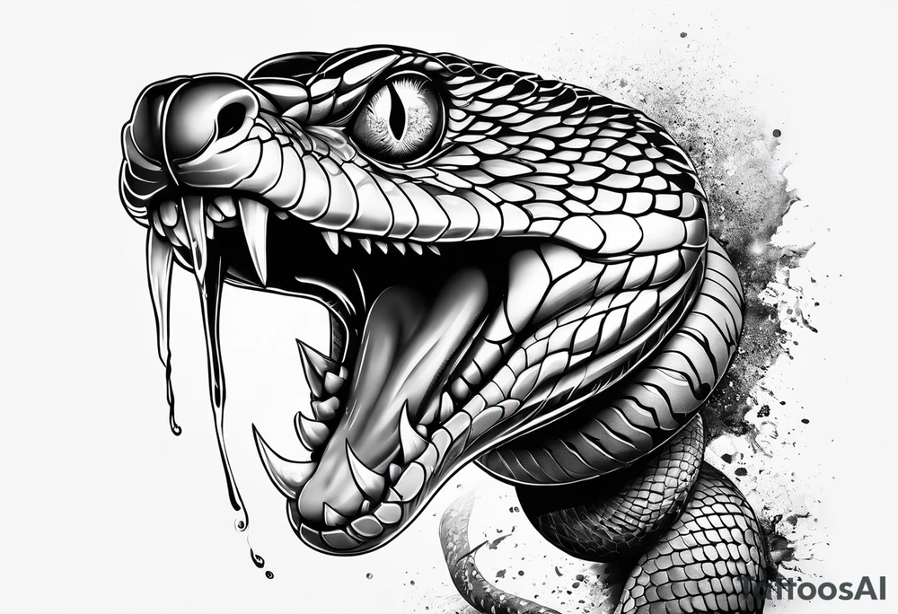 short snake with open mouth tattoo idea