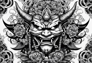 japanese demon face tattoo idea