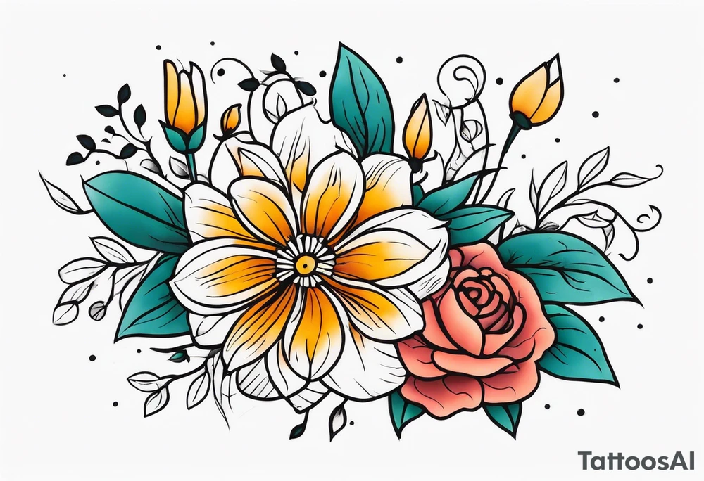 ornaments of flowers tattoo idea