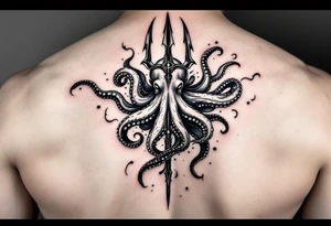 trident with octopus tattoo idea