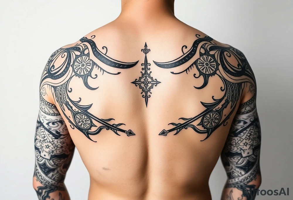 Sicilian Forearm tribal sleeve with patterns and symbols tattoo idea Sicilian Forearm tribal sleeve with patterns and symbols tattoo idea