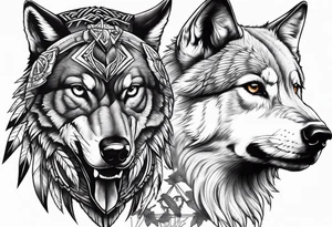 A Hawk and a Wolf tattoo idea