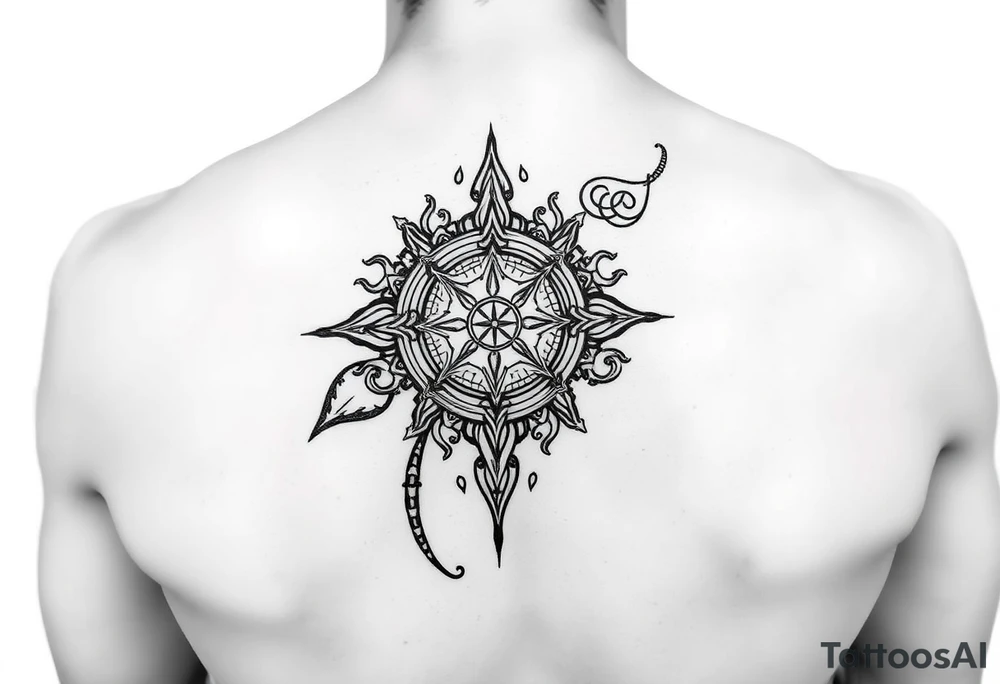 Sicilian Forearm tribal sleeve with patterns and symbols tattoo idea