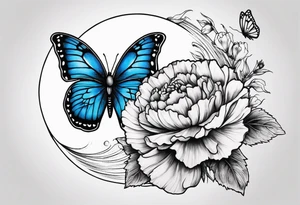 carnation blue butterfly moon tattoo idea