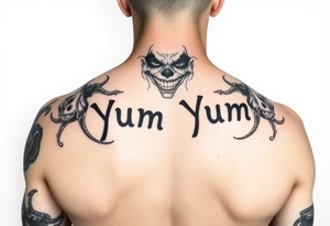 Yum yum bedlam from Insane clown posse
 Colorful full arm sleeve tattoo desgin women tattoo idea