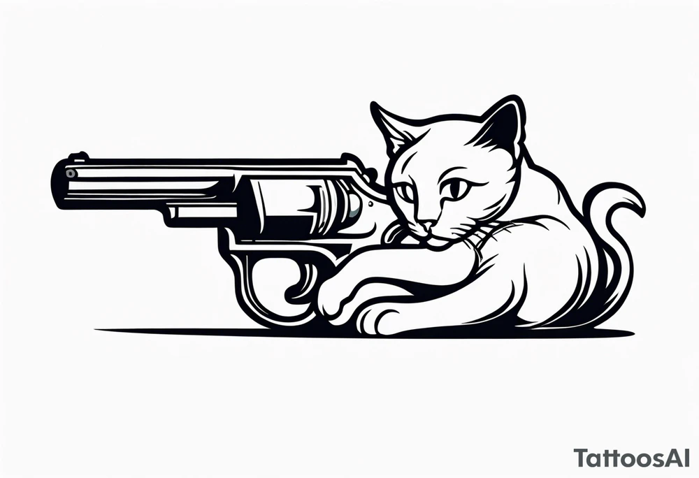 cat with gun tattoo idea