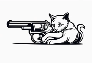 cat with gun tattoo idea