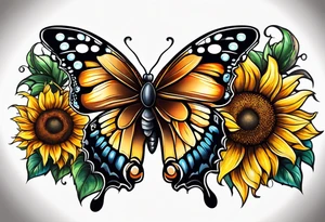 Sunflower and butterfly tattoo idea