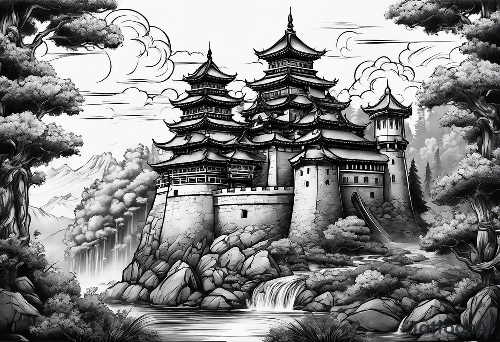 ghotic castle tattoo idea