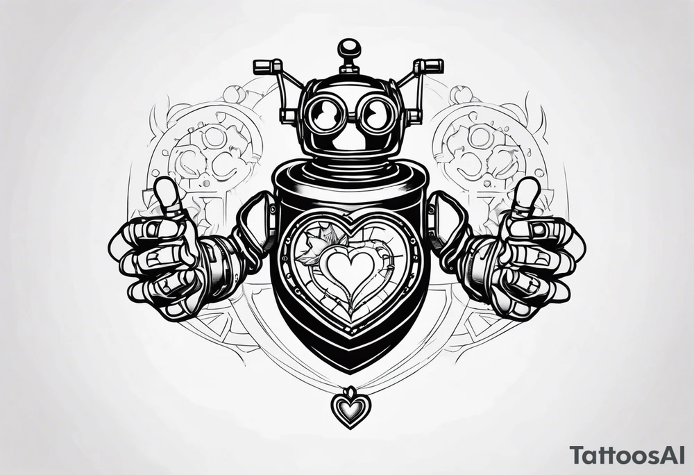 steampunk robot holding a beating heart in hands tattoo idea steampunk robot holding a beating heart in hands tattoo idea