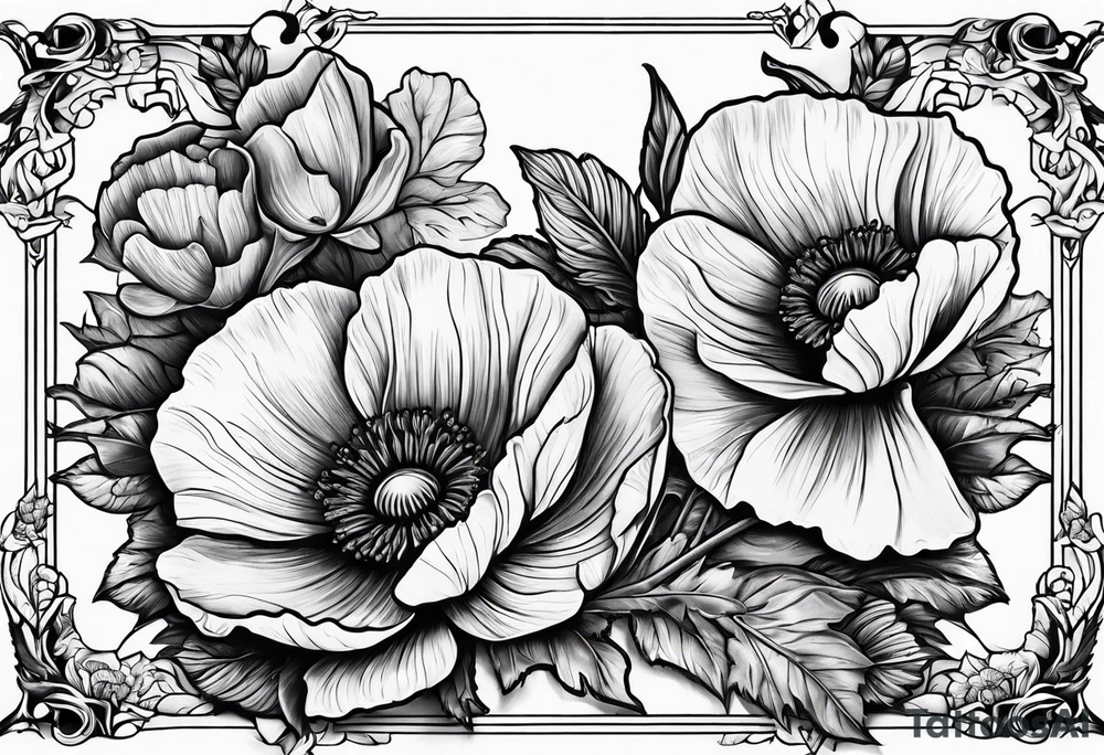 Dagger with poppies tattoo idea