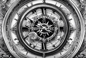 clock and compass tattoo idea