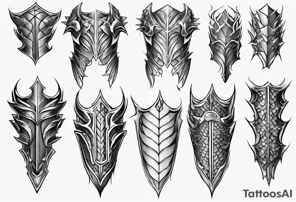 Dragonscale Leg armor symmetrical tattoo idea