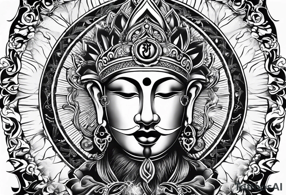 mens throat tattoo with sunrays and om on neck tattoo idea