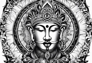 mens throat tattoo with sunrays and om on neck tattoo idea