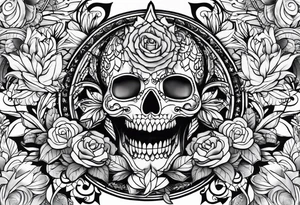 Thigh art tattoo idea