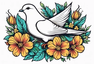 dove

vintage tattoo style old school traditional bold color simple with flowers surrounded tattoo idea