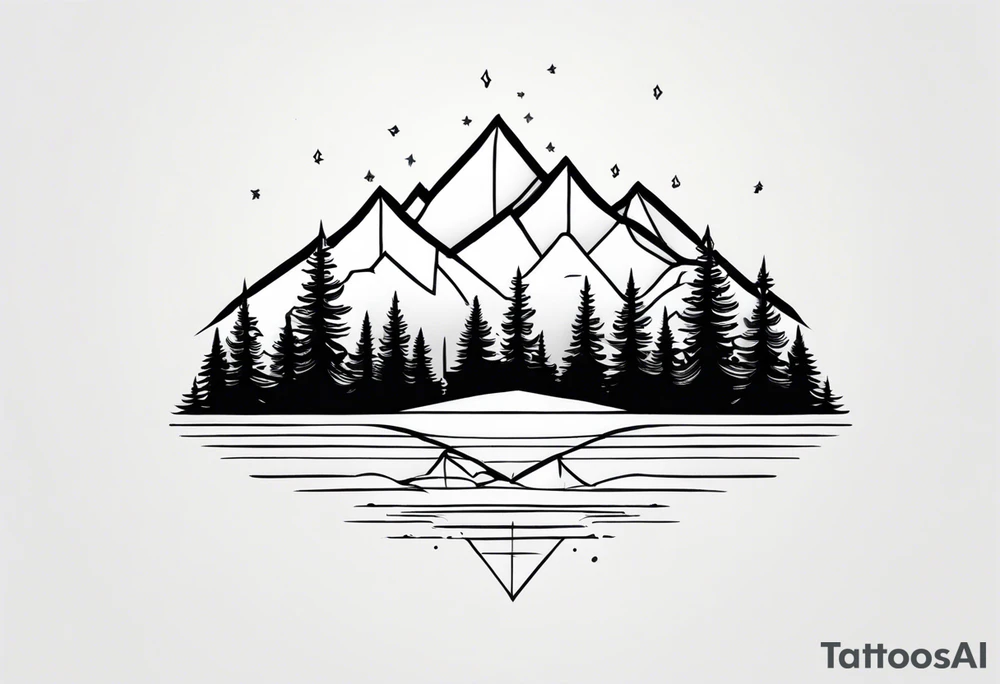 mountains trees tattoo idea