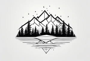 mountains trees tattoo idea