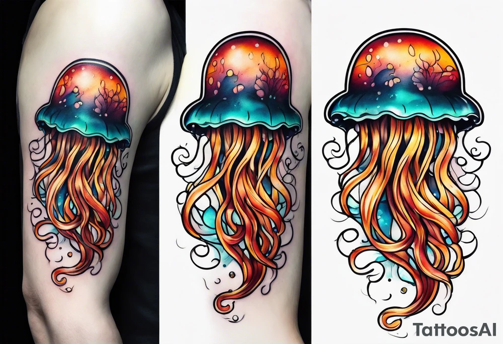 traditional style jellyfish tattoo idea