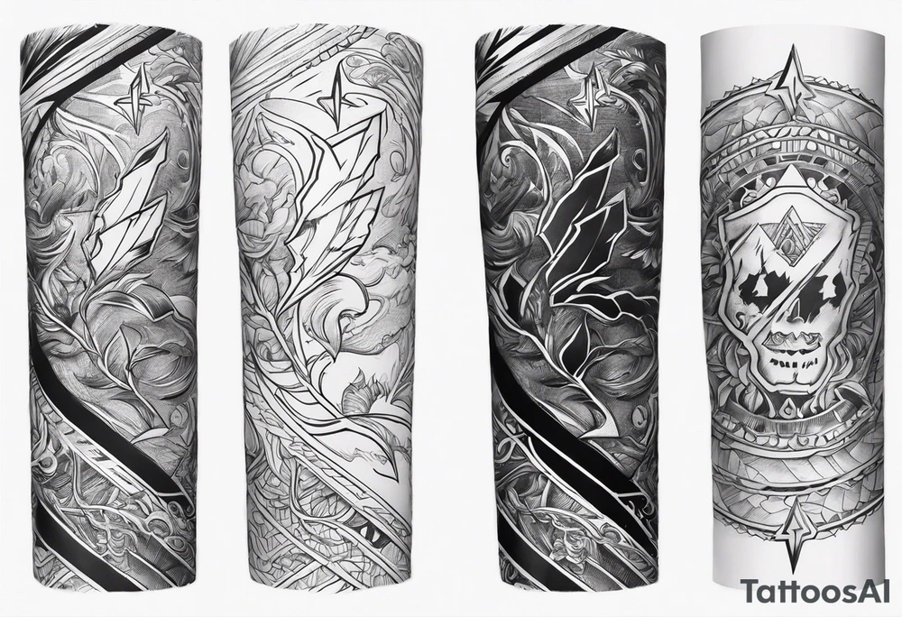 Make an arm sleeve with lightning bolt tattoo idea